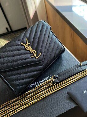 Saint Laurent Cassandre Envelope Chain Wallet